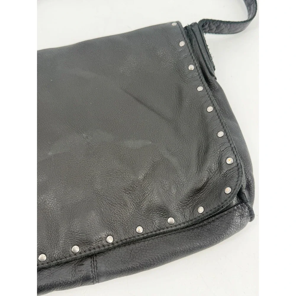 J.Jill Messenger Bag Women OS Black Leather Studded Y2K 11-H022 Grunge Aesthetic